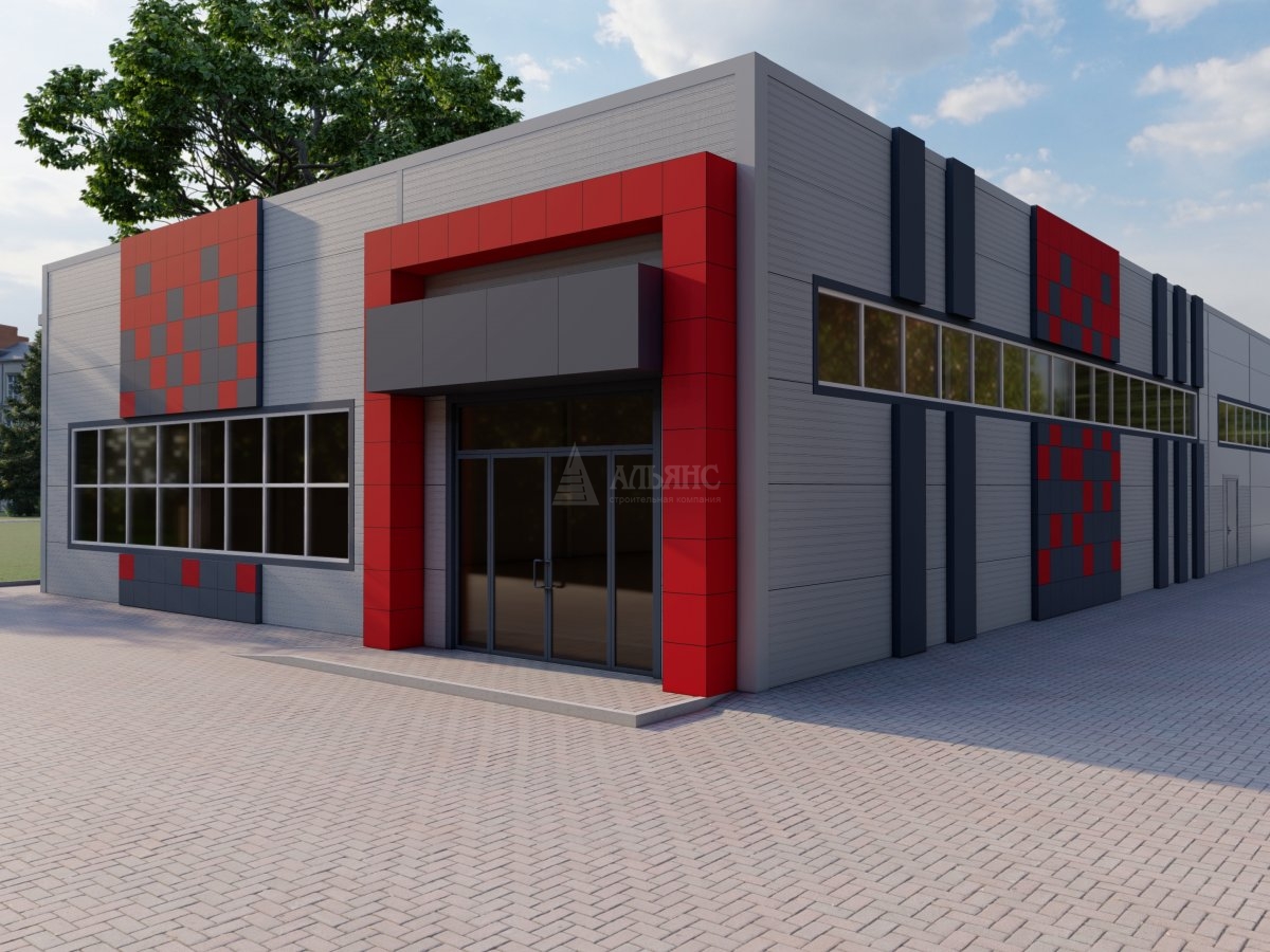 3D визуализация Магазин из сэндвич панелей с холодным складом - фото 1