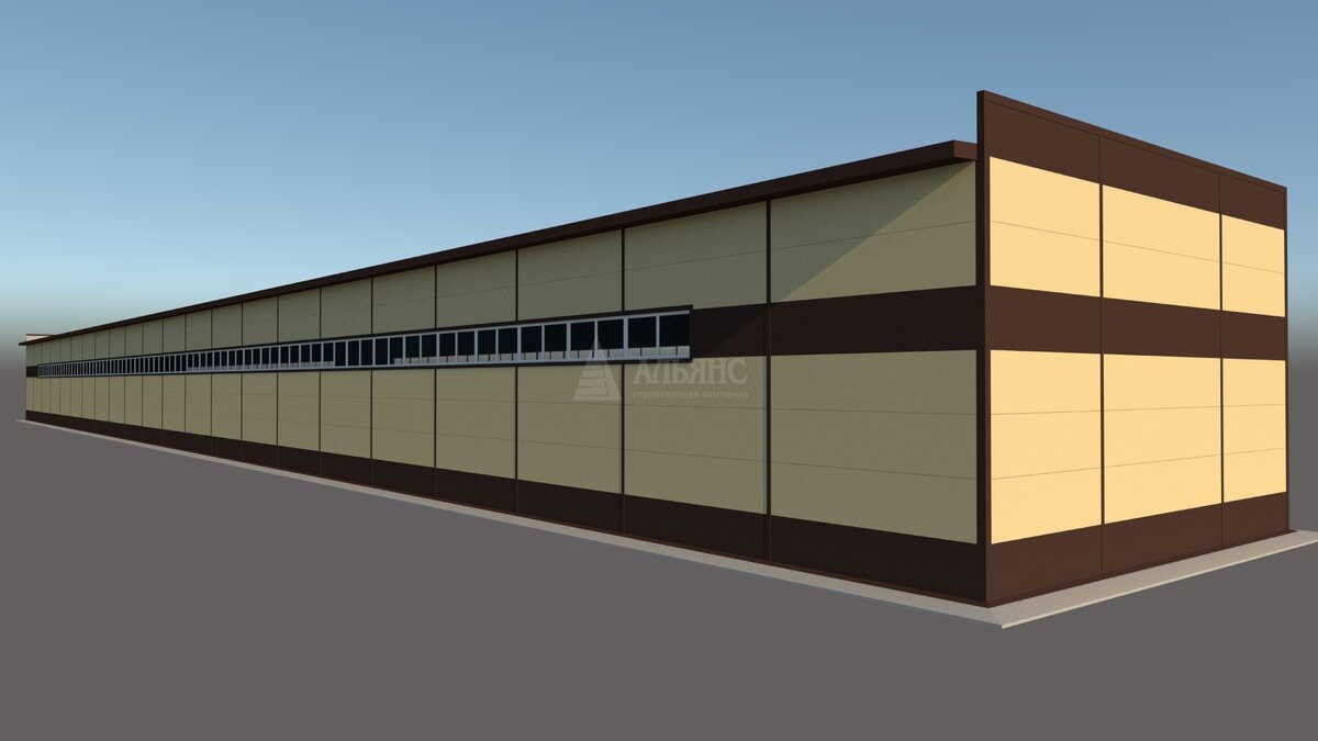 3D визуализация Производственное здание из сэндвич-панелей - фото 3
