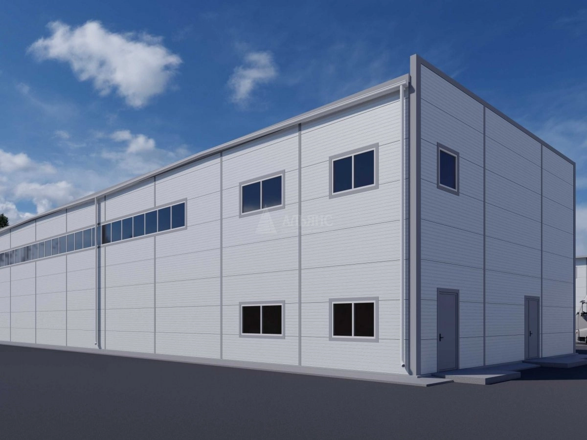 3D визуализация Склад с АБК из сэндвич панелей - фото 4